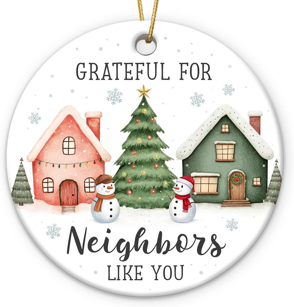 Neighbor Ornament 2025, Ceramic Thank You Gifts for Good Neighbors, Birthday for Women, Men