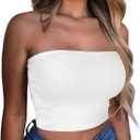 Summer Tube Tops Basic Crop Tops for Women Strapless Tank Casual Tunics Sexy Short Shirts (Small) WHITE