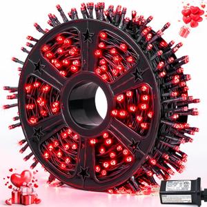JMEXSUSS 500 LED Red Valentines Day Lights Outdoor, 173ft Christmas Lights Plug in, Waterproof 8 Modes Red String Light for Tree Party Xmas Holiday Valentines Day Decorations