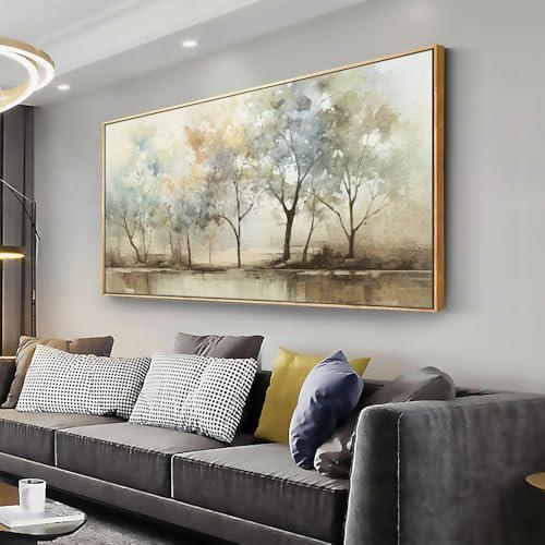 VHMING Abstract Wall Art Artwork Retro Trees Pictures Decor Canvas Painting Framed Ready to Hang Living Room Bedroom and Office Wall Decor 29x58 Inch