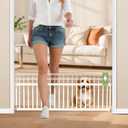 10''-15.8'' Height Adjustable Dog Gate, Extra Wide 18.1"-46" All Metal Short Dog Gate to Step Over, Pressure Mount Small Pet Puppy Gate for Stairs & Doorways(White)