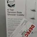 Tension Pole Shower Caddy, 7.2 in OAL, 10.6 in OAW, 4-Shelf, Plastic, White