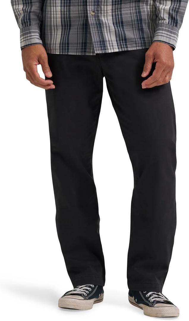 Wrangler Men's Straight Fit Flat Front Chino (Jet Black, 36W x 29L)