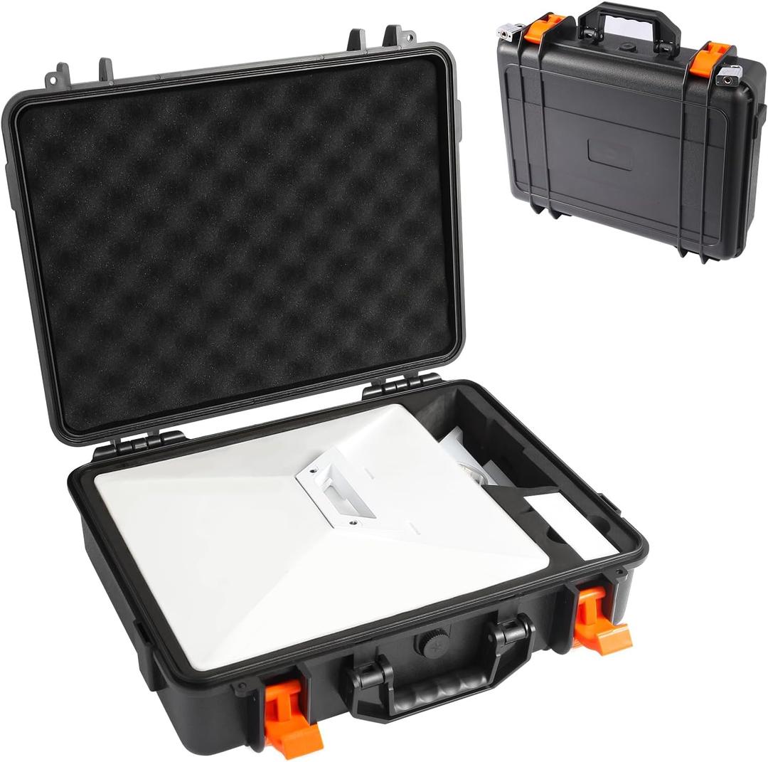 Sturdy Starlink Mini Case, Precision Cut Foam Protects Starlink Mini Accessories, Ideal for RV Travel & Outdoor Use (Black And Orange)