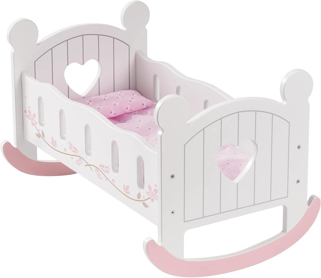 ROBUD Wooden Baby Doll Crib, Baby Doll Bed Toys, Fits Up to 18 Inch Doll Accessories, Small