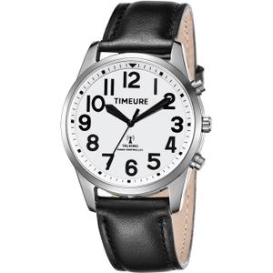 Talking Watch with Jumbo Numbers self-Setting for Blind Men, Seniors, Visually impaired, or Elderly, Father's Gift TIMEURE-2211 (BLACK)