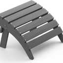 SERWALL Folding Adirondack Ottoman for Adirondack Chair, No-Assembly Weather Resistance Outdoor Footstool, High Impact Polystyrene Folding Adirondack Footrest, Gray (1 pc, Grey)