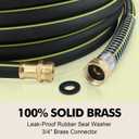 Lightweight Rubber Garden Hose 50 ft, 5/8" Hybrid Rubber Hose with Solid Brass Fitting, Water Hose Pipe for Outdoor, Cleaning & Washing