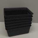 Black Plastic Woven Storage Baskets, 6-Pack Weave Basket Organizer for Kitchen Office Bathroom