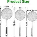 Swify Spider Strainer Set of 3 Asian Strainer Ladle Stainless Steel Wire Skimmer Spoon with Handle for Kitchen Frying Food, Pasta, Spaghetti, Noodle-30.5cm, 32cm, 35cm