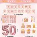 50th Birthday Decorations Women Balloons - 14 Pcs Rose Gold Birthday Number Foil Balloon Banner Hanging Swirls Vintage Poster For 50 Year Old Party Supplies