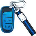 Key Fob Case Cover Compatible With Jeep Grand Cherokee Renegade Compass Chrysler 200 300 Dodge Ram RAM Durango Charger Challenger Journey Darts Fiat Accessories (Blue Suit)