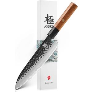KYOKU Chef Knife, Kage Series 8" Kitchen Knife with 3-Layer Laminated Steel Blade Rosewood Handle, Japanese Style Chef's Knife, Kitchen Knife for Chopping Slicing Mincing and More