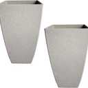 RUBBER BOND Plant Pots 2 Pack - Modern Indoor/Outdoor Planters for Home Decor - Weather-Resistant Large Flower Pots - Lightweight 22 Inches Tall Planters - Grey Concrete Color Square Pots for Plants, 54 cm