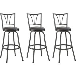 Set of 3 Indoor Adjustable Indoor Adjustable 24" or 29" Seating, Foam-Padded Comfort, Durable Metal 360 Swivel Barstool (Black) Ideal for Dining, 41.34" H x 15.75" W x 19.88" D