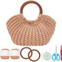 ACRNIGHEET Crochet Bag Kit for Adults Khaki Colored Handbag Crochet Kit for Advanced Beginners Knitting Purse Starters Set DIY Craft Making Kit with Step-by-Step Instructions and Video Guidance