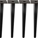 Straight Furniture Table Legs 20 Inch, Round Tapered Metal Furniture Legs Black, Modern Dresser Cabinet Sofa Support Feet Replacement, Set of 4