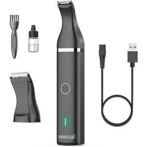 oneisall Dog Clippers with Double Blades, Cordless Small Pet Hair Grooming Trimmer, Low Noise for Trimming Dog's Hair Around Paws, Eyes, Ears, Face, Rump (Black)