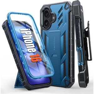 FNTCASE for iPhone 16 Phone Case: Military Grade Rugged Cell Phone Cover with Kickstand & Holster | Shockproof TPU Protection Bumper Matte Textured Design for iPhone 16 Cases 6.1 inch-Blue FNTCASE for iPhone 16 Phone Case: Military Grade Rugged Cell Phone Cover with Kickstand & Holster | Shockproof TPU Protection Bumper Matte Textured Design for iPhone 16 Cases 6.1 inch-Blue