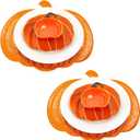 Jinei 8 Pcs Thanksgiving Fall Tableware Set Include Large Ceramic Pumpkin Shaped Plates White Dinner Ceramic Plates Small Pumpkin Shaped Bowls and Place Mats for Autumn Halloween Table Party Decor