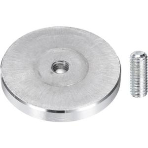 uxcell 1Pcs Round Shape Aluminum Disc, M8 Thread 50mm Diameter Aluminum Circle Disc Glass Top Adapter for Glass Table Furniture Coffee Tables, Silver