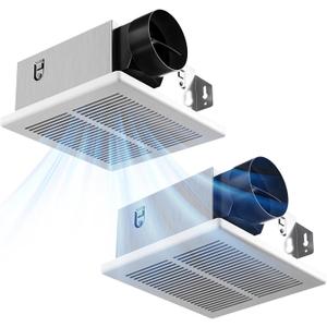 Amico Bathroom Exhaust Fan 2 Pack, 80 CFM, 1.0 Sones, Low Noise, Ceiling Mounted Retrofit Ventilation Fans, No Attic Access Needed- UL Certified