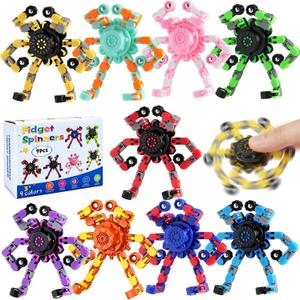 9PCS Transformable Fidget Spinners for Boys,Fidget Party Favors,Deformable Chain DIY Robot Spinner Sensory for Boys Girls
