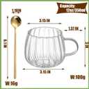 Viovian 12oz Clear Glass Coffee Mugs Set of 6 Ribbed Coffee Cups With Handles Modern Cute Glass Tea Mug Cup for Hot Beverage/Cappuccino/Latte/Cereal/Yogurt/Mocha/Milk