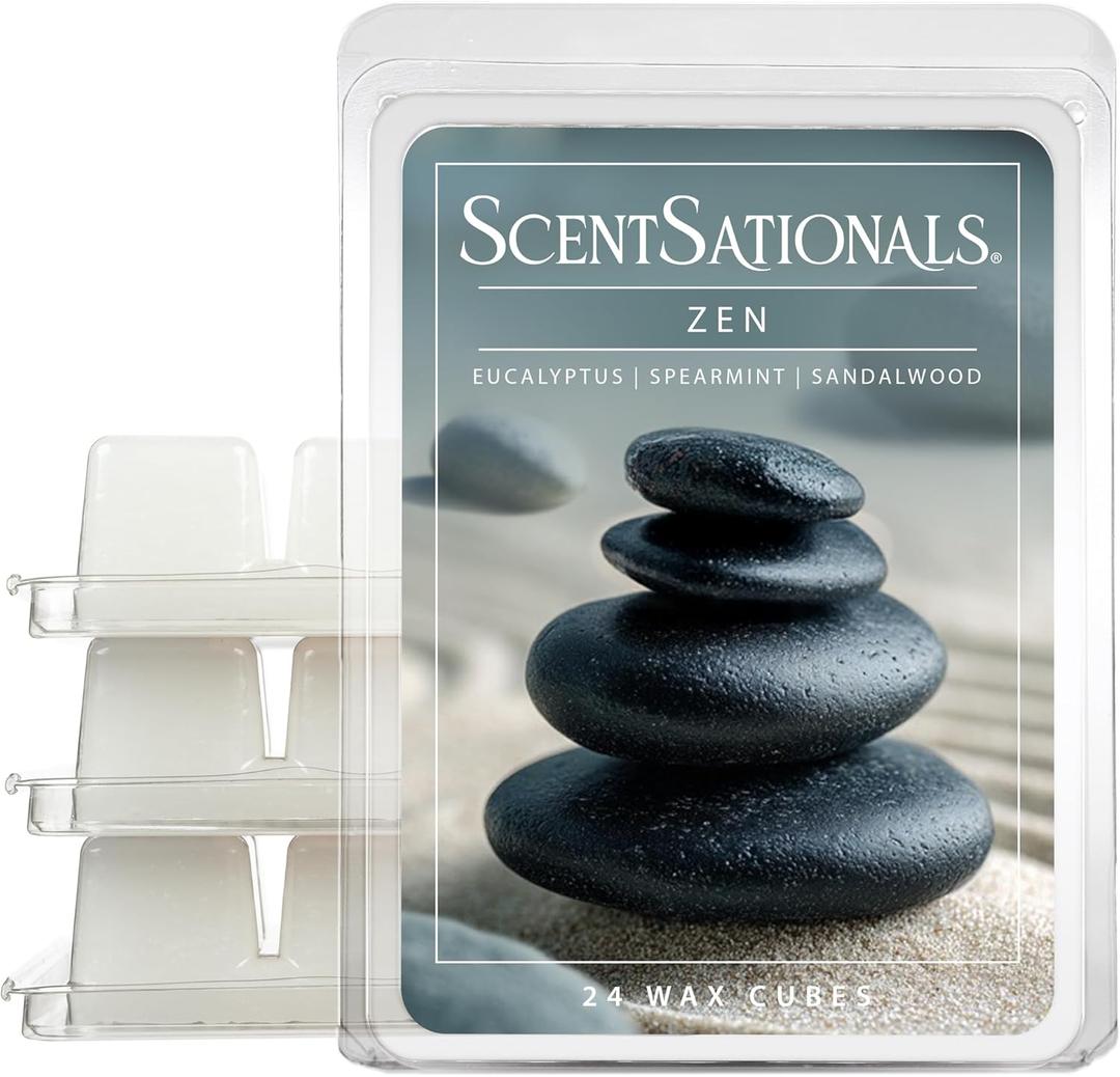 Scentsationals Wax Melts, Wax Cubes Strong Scent -Zen - Long Lasting Scented Melts for Warmer, 10oz (24-Cubes)