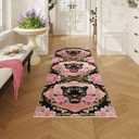 Living Room Rug 5x7 Rug Machine Washable Retro Lavish Leopard Area Rug Non Slip Floral Animal Vintage Low Pile Large Rugs for Living Room, Bedroom, Farmhouse, Dining Room, Kids Playroom (Black Pink)