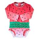 ADUKIDE 18-24 Month Swimsuit Girl Watermelon Long Sleee Zipper Bathing Suit Infant One Piece Ruffle Rash Guard Swimwear Sunsuit