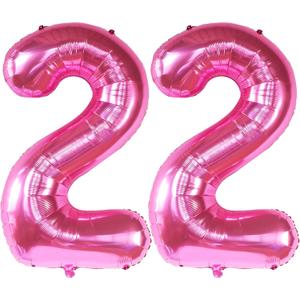 KatchOn, 22 Balloon Number Hot Pink - 40 Inch | 22 Number Balloons | Pink 22 Balloons for 22 Birthday Decorations for women | 22 Balloons for Happy Anniversary Decorations