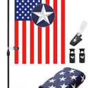 Garden Flag Stand with 12 x 18 Inches American Flags, Garden Flag Pole Holder with 1 Tiger Clip and 2 Spring Stoppers for Garden Flags Outdoor Decoration