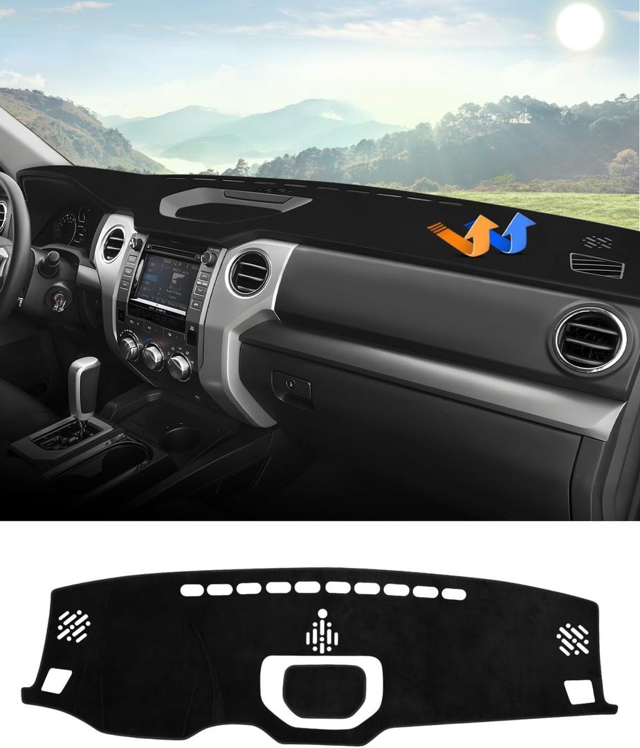 Autorder Dashboard Cover Mat for 2014-2021 Toyota Tundra Accessories Dash Cover Flannel Dash Mat Sunshade Glare UV Rays Protector