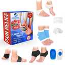Plantar Fasciitis Foot Pain Relief 14-Piece Kit Premium Planter Fasciitis Support, Gel Heel Spur & Therapy Wraps, Compression Socks, Foot Sleeves, Arch Supports, Heel Cushion Inserts & Grips