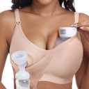 As Fairy Wireless Seamless Pumping Bra Hands Free Nursing Bra Wirefree Comfort Wearable Breast Pump Brass (Large Plus, Nude)