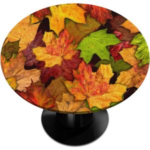 Pardick Round Fitted Tablecloth with Elastic Edged Fall Autumn Leaves Outdoor Tablecloth Waterproof Wipeable Table Cloth for Indoor Outdoor Party Picnic Camping Dinner Wedding 40"-44"