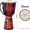 AIMEIS Djembe Drum 10'' x 20'' Goatskin African Drum Carved of Mahogany Hand Drums for Adults Beginner (Red)