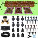 233FT Drip Irrigation System Kit with Quick-Connect System,33FT 1/2" Mainline & 200FT 1/4" Tubing,Brass Y-Type Splitter,Adjustable Nozzle Types.Efficient Sprinkler System Kit
