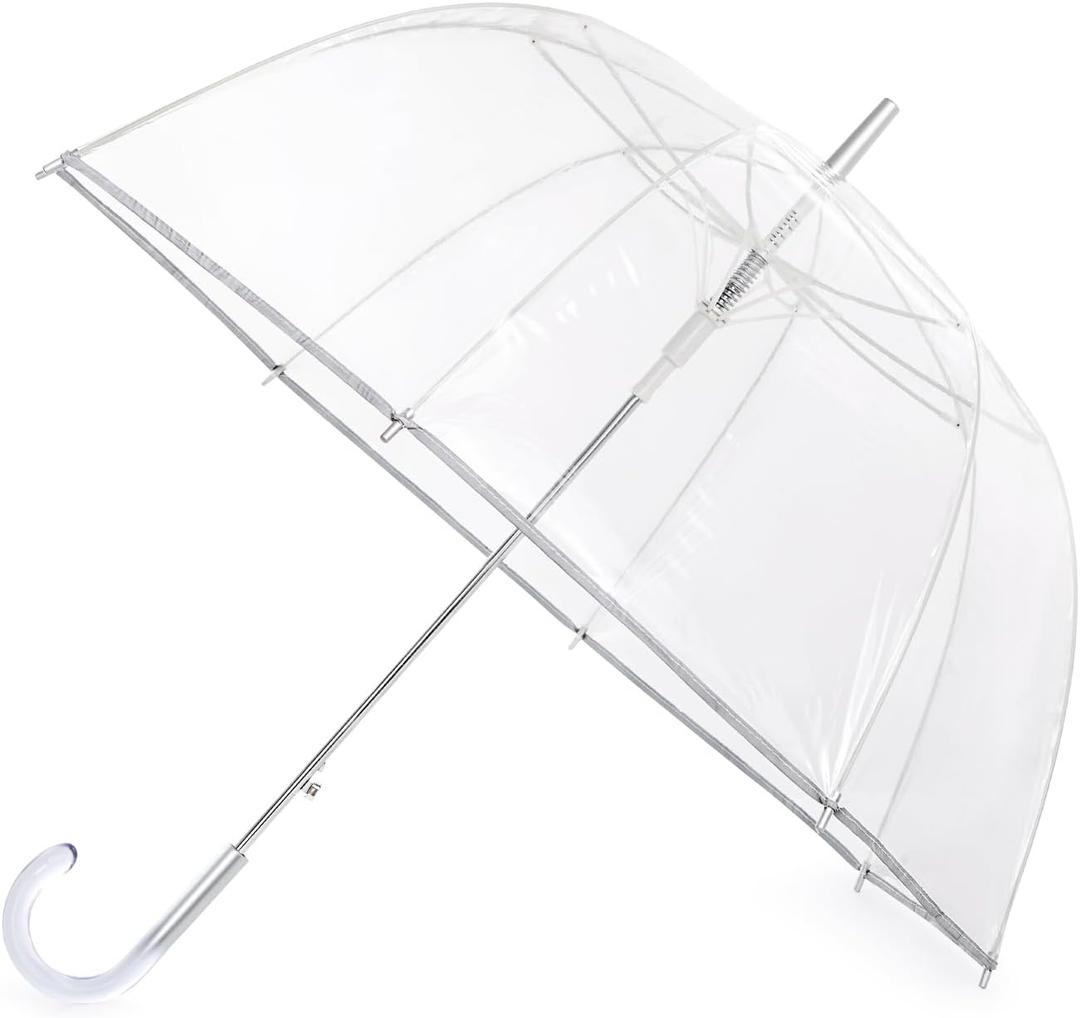 G4Free 52 inch Clear Bubble Umbrella, Large Canopy Transparent Dome Coverage Stick Umbrella, J Hook Handle European Style for Weddings,Prom,Graduation and Outdoor Events