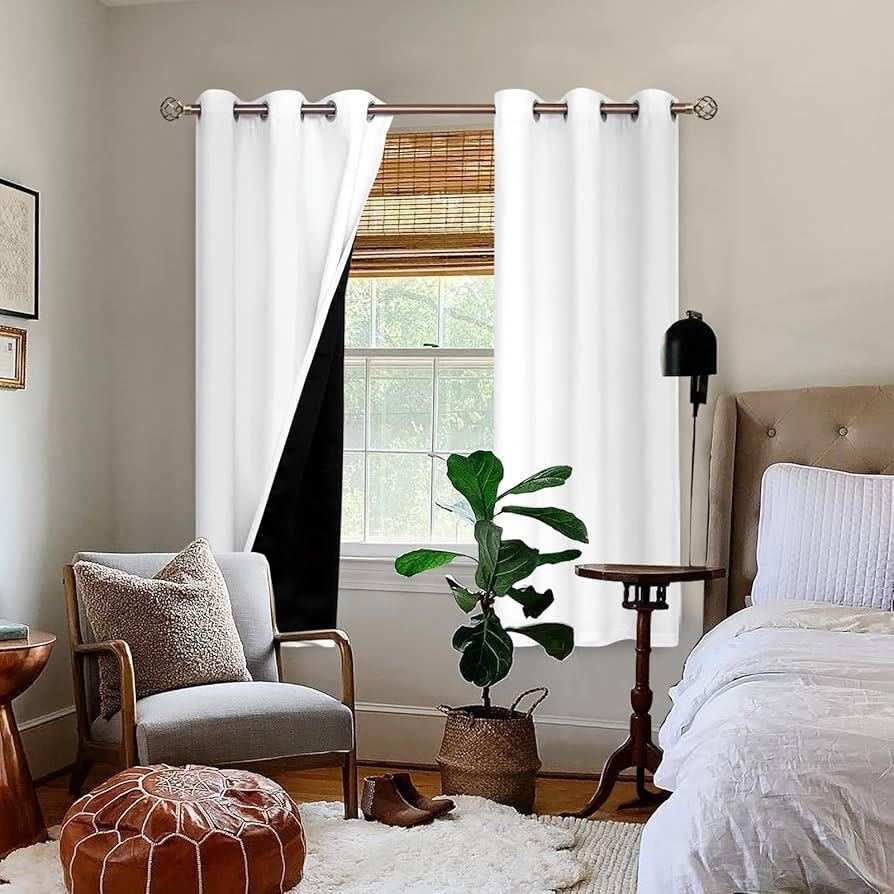 Room Darkening Curtains 63 Inches Long - Grommet Thermal Insulated Drapes Window Treatment Curtains for Bedroom, 2 Panels