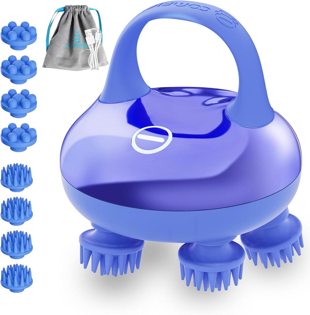 COMFIER Cordless Scalp Massager with 3 kneading Modes,8 Claws, Christmas Gift for Women,Waterproof Head Massage for Deep Cleansing,Head Scratcher,Body Massager,Cat Massage (Blue)