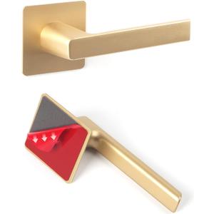 2 Pack Stick on Door Handles 6 inch Adhesive Cabinet Handles Gold Self Adhesive Room Door Handles Cabinet Drawer Knobs for Barn Door Window Shower Sliding Garage Door Glass Pulls