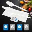 250Pack Plastic Cutlery Packets, Knife Fork Spoon Napkin Salt Pepper Sets, Individually Wrapped White Plastic Cutlery Packets for Delivery, Cafeterias, Restaurants
