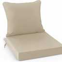 Summsun Outdoor Chair Cushions, Waterproof Backrest and Deep Seat Cushion Set for Patio Furniture, Outdoor Sofa Replacement Cushions with Removable Cover, 24 x 24 Inch, Cream, 1 Set