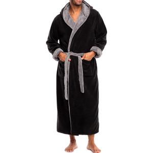 Alexander Del Rossa Mens Robe with Hood, Plush Fleece Hooded Mens Bathrobe, Big and Tall Bath Robe for Men (L)