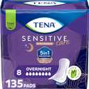 TENA Sensitive Care Incontinence Pads, Bladder Control, Postpartum for Women, Overnight Absorbency, Extra Coverage, 135 Count