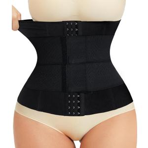 LODAY Waist Trainer Corset Shapewear Tummy Control Body Shaper Waist Cincher for Women Faja Postpartum Belly Band Wrap (Small, Black(Adjustable Belt,Hook))
