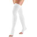 Truform 20-30 mmHg Compression Stockings for Men and Women, Thigh High Length, Dot-Top, Open Toe, White, 2X-Large