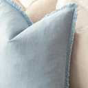 Foindtower Decorative Linen Fringe Throw Pillow Covers Cozy Boho Farmhouse Cushion Cover with Tassels Soft Accent Pillowcase for Chair Sofa Bed Living Room Home Decor, 2222 Inch,1PC,Sky Blue